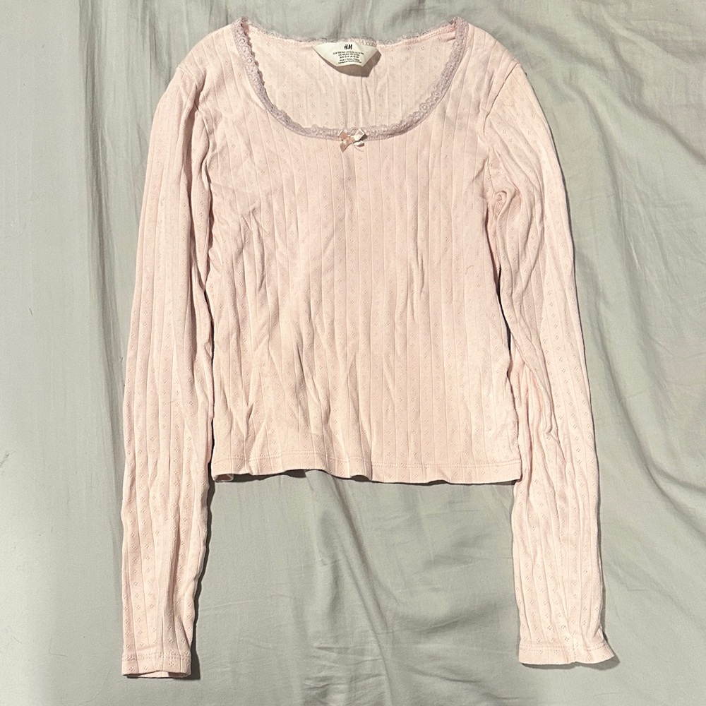 Pink Pointelle long sleeve